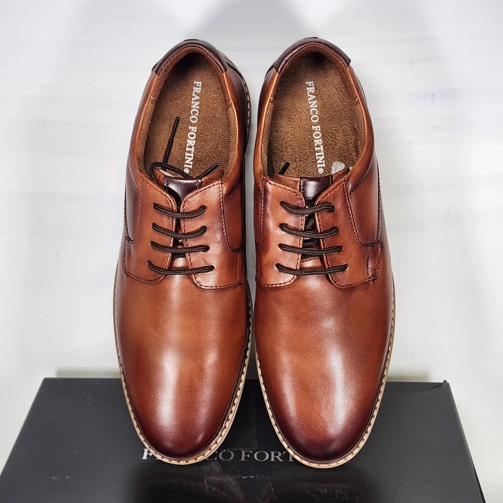 Franco Fortini Jefferey Dress Shoes Mens Size 12 Cognac Leather Oxford Derby